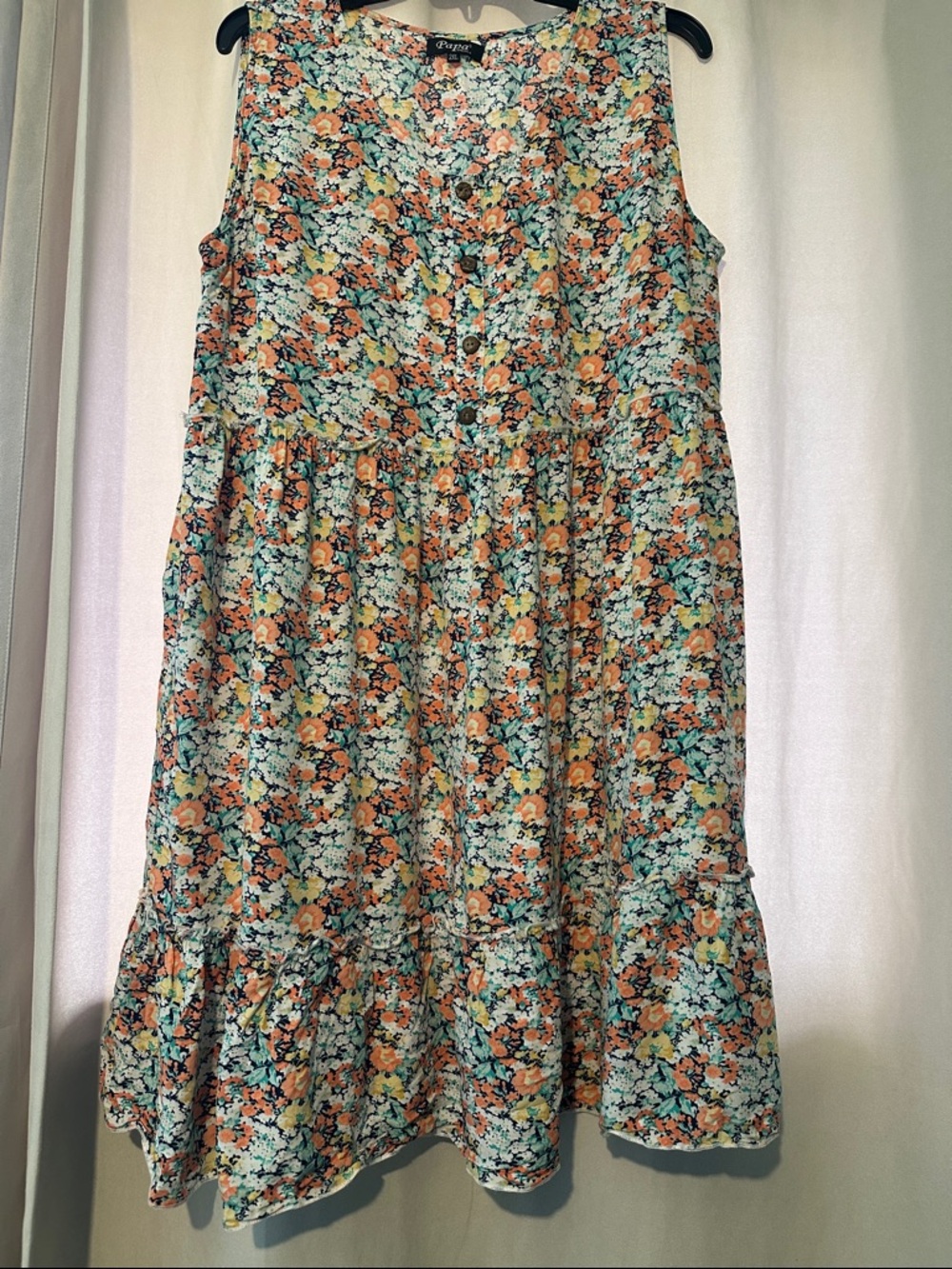 Sleeveless Midi Dress in Mint & Peach Floral
